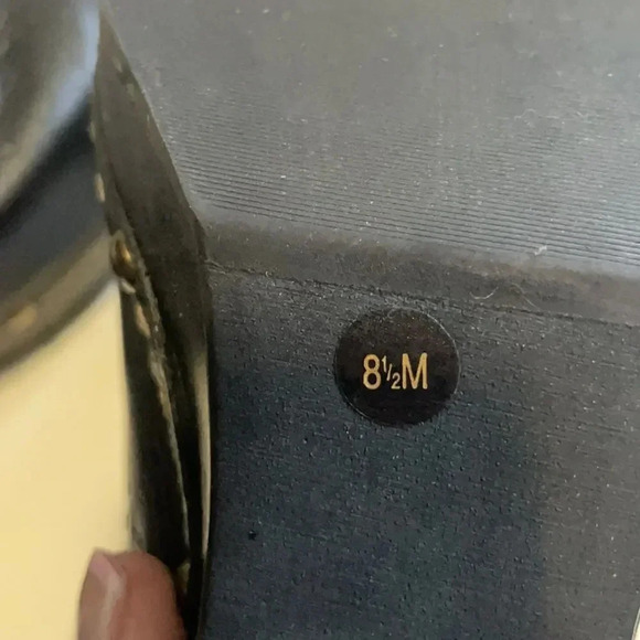 Nine West chunky heel clog mule Studded Black leather Size 8.5 Sherpa Retro - Picture 10 of 12